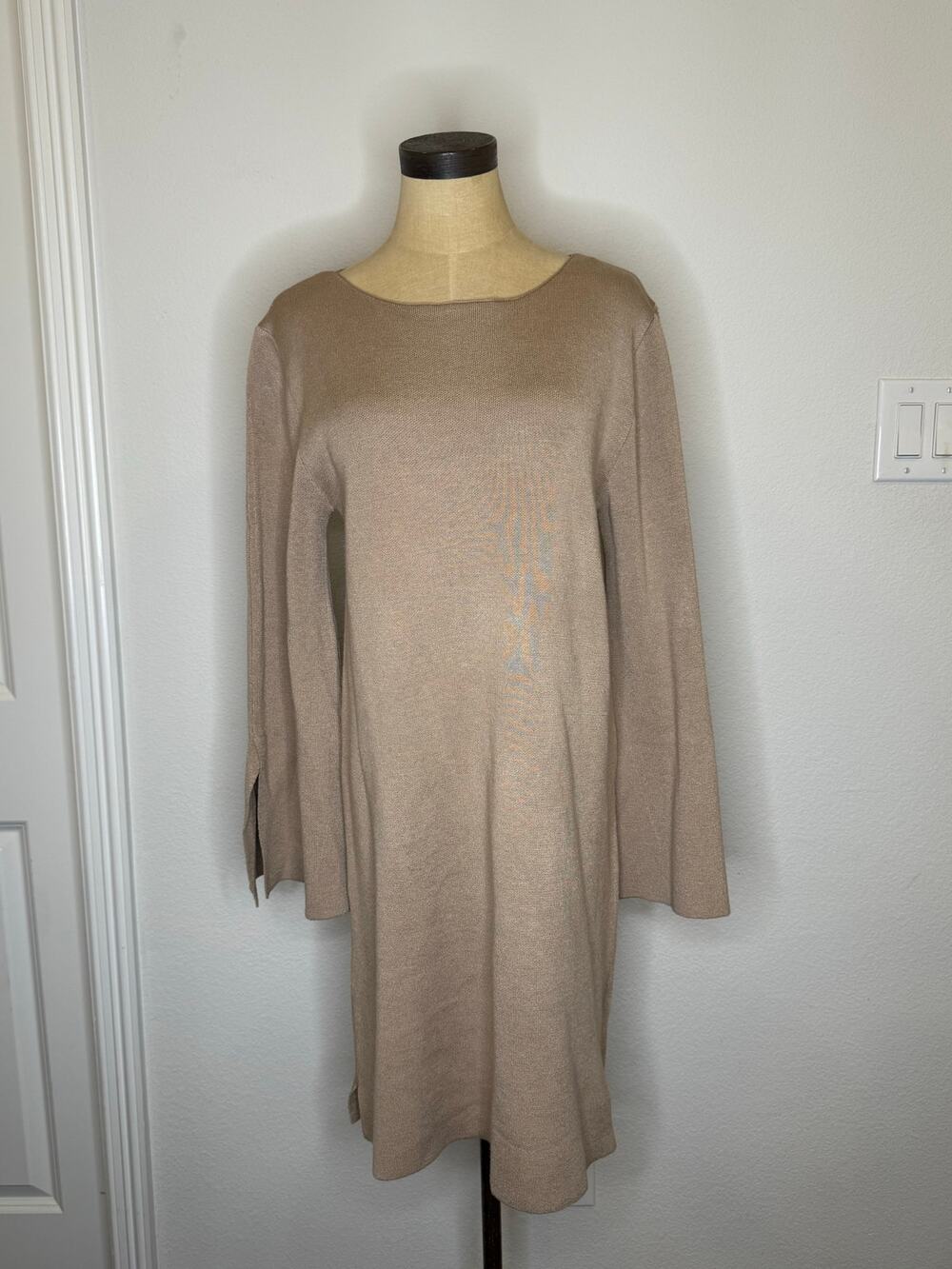 Max Studio London Sweater Dress Tan Brown Woemn size M